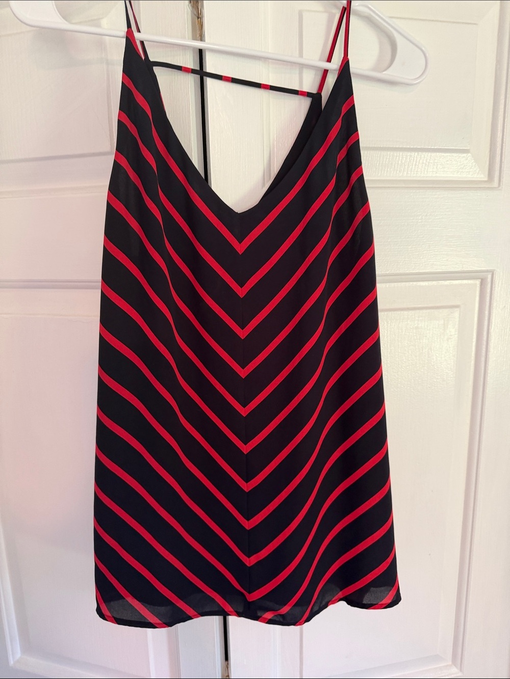 LOFT Black and Red Chevron Spaghetti-Strap Camisole